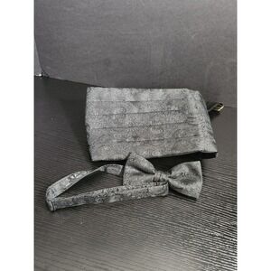 Mel Howard Paisley Black Cummerbund‎ & Bow Tie Set Tuxedo Formal Accessories